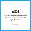 AIDS แปลว่า?, คำศัพท์ภาษาอังกฤษ AIDS แปลว่า เอดส์ (คำย่อของ Acquired Immune Deficiency Syndrome), โรคเอดส์, โรคภูมิคุ้มกันบกพร่อง ประเภท N หมวด N