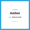 amber แปลว่า?, คำศัพท์ภาษาอังกฤษ amber แปลว่า สีเหลืองอย่างอำพัน ประเภท ADJ หมวด ADJ