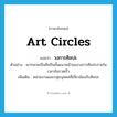 art circles แปลว่า?, คำศัพท์ภาษาอังกฤษ art circles แปลว่า วงการศิลปะ ประเภท N ตัวอย่าง เขากลายเป็นศิลปินชั้นแนวหน้าของวงการศิลปะภายในเวลาอันรวดเร็ว เพิ่มเติม หน่วยงานและกลุ่มบุคคลที่เกี่ยวข้องกับศิลปะ หมวด N