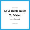 as a duck takes to water แปลว่า?, คำศัพท์ภาษาอังกฤษ as a duck takes to water แปลว่า เป็นธรรมชาติ ประเภท IDM หมวด IDM