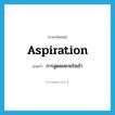 aspiration แปลว่า?, คำศัพท์ภาษาอังกฤษ aspiration แปลว่า การสูดลมหายใจเข้า ประเภท N หมวด N