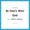 at one&#39;s wits&#39; end แปลว่า?, คำศัพท์ภาษาอังกฤษ at one&#39;s wits&#39; end แปลว่า จนปัญญา, หมดปัญญา ประเภท IDM หมวด IDM