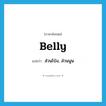 belly แปลว่า?, คำศัพท์ภาษาอังกฤษ belly แปลว่า ส่วนโป่ง, ส่วนนูน ประเภท N หมวด N