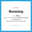 booming แปลว่า?, คำศัพท์ภาษาอังกฤษ booming แปลว่า เฟื่องฟู ประเภท ADJ ตัวอย่าง การอบรมทางด้านคอมพิวเตอร์ได้ถึงยุคเฟื่องฟูขึ้นอย่างไม่เคยมีมาก่อน เพิ่มเติม ที่มีความเจริญก้าวหน้า, ที่รุ่งเรืองสดใส หมวด ADJ