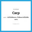 carp แปลว่า?, คำศัพท์ภาษาอังกฤษ carp แปลว่า บ่นถึงข้อผิดพลาด, จับผิดและบ่นถึงข้อผิดพลาด ประเภท VT หมวด VT