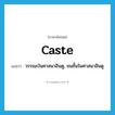 caste แปลว่า?, คำศัพท์ภาษาอังกฤษ caste แปลว่า วรรณะในศาสนาฮินดู, ชนชั้นในศาสนาฮินดู ประเภท N หมวด N