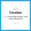 cocaine แปลว่า?, คำศัพท์ภาษาอังกฤษ cocaine แปลว่า ยาชาเฉพาะที่ ได้มาจากใบโคคา, ยาชาใช้ระงับความเจ็บปวดเฉพาะที่ ประเภท N หมวด N