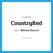 countryfied แปลว่า?, คำศัพท์ภาษาอังกฤษ countryfied แปลว่า ที่มีลักษณะเป็นชนบท ประเภท ADJ หมวด ADJ