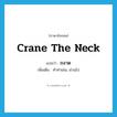 crane the neck แปลว่า?, คำศัพท์ภาษาอังกฤษ crane the neck แปลว่า ถงาด ประเภท V เพิ่มเติม ทำท่าเผ่น, ผ่านไป หมวด V