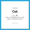 cut แปลว่า?, คำศัพท์ภาษาอังกฤษ cut แปลว่า ฟัน ประเภท V ตัวอย่าง เขาฟันกิ่งไม้ที่ยื่นออกมาเกะกะทางเดิน เพิ่มเติม เอาของมีคมเช่นดาบฟาดลงไป หมวด V