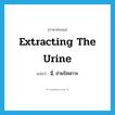 extracting the urine แปลว่า?, คำศัพท์ภาษาอังกฤษ extracting the urine แปลว่า ฉี่, ถ่ายปัสสาวะ ประเภท SL หมวด SL