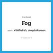 fog แปลว่า?, คำศัพท์ภาษาอังกฤษ fog แปลว่า ทำให้เป็นฝ้ามัว, ปกคลุมไปด้วยหมอก ประเภท VT หมวด VT