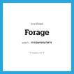 forage แปลว่า?, คำศัพท์ภาษาอังกฤษ forage แปลว่า การออกหาอาหาร ประเภท N หมวด N