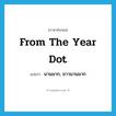 from the year dot แปลว่า?, คำศัพท์ภาษาอังกฤษ from the year dot แปลว่า นานมาก, ยาวนานมาก ประเภท IDM หมวด IDM