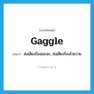 gaggle แปลว่า?, คำศัพท์ภาษาอังกฤษ gaggle แปลว่า ส่งเสียงร้องเอะอะ, ส่งเสียงร้องโวยวาย ประเภท VI หมวด VI