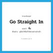 ทื่อ ภาษาอังกฤษ?, คำศัพท์ภาษาอังกฤษ ทื่อ แปลว่า go straight in ประเภท V ตัวอย่าง สุนัขบ้าทื่อเข้าใส่เขาอย่างน่ากลัว หมวด V