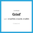 grief แปลว่า?, คำศัพท์ภาษาอังกฤษ grief แปลว่า ความเศร้าโศก, ความอาลัย, ความเสียใจ ประเภท N หมวด N