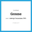 grouse แปลว่า?, คำศัพท์ภาษาอังกฤษ grouse แปลว่า นกตระกูล Tetraonidae, ไก่ป่า ประเภท N หมวด N