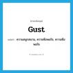 gust แปลว่า?, คำศัพท์ภาษาอังกฤษ gust แปลว่า ความสนุกสนาน, ความพึงพอใจ, ความพึงพอใจ ประเภท N หมวด N