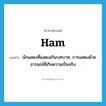 ham แปลว่า?, คำศัพท์ภาษาอังกฤษ ham แปลว่า นักแสดงที่แสดงเกินบทบาท, การแสดงด้วยอารมณ์ที่เกินความเป็นจริง ประเภท N หมวด N