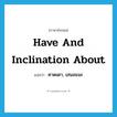 have and inclination about แปลว่า?, คำศัพท์ภาษาอังกฤษ have and inclination about แปลว่า คาดเดา, เสนอแนะ ประเภท IDM หมวด IDM