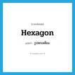 hexagon แปลว่า?, คำศัพท์ภาษาอังกฤษ hexagon แปลว่า รูปหกเหลี่ยม ประเภท N หมวด N