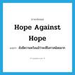 hope against hope แปลว่า?, คำศัพท์ภาษาอังกฤษ hope against hope แปลว่า ยังมีความหวังแม้ว่าจะมีโอกาสน้อยมาก ประเภท IDM หมวด IDM