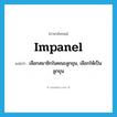 impanel แปลว่า?, คำศัพท์ภาษาอังกฤษ impanel แปลว่า เลือกสมาชิกในคณะลูกขุน, เลือกให้เป็นลูกขุน ประเภท VT หมวด VT