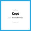 kept แปลว่า?, คำศัพท์ภาษาอังกฤษ kept แปลว่า ที่ช่วยเหลือด้านการเงิน ประเภท ADJ หมวด ADJ