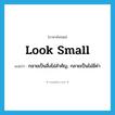 look small แปลว่า?, คำศัพท์ภาษาอังกฤษ look small แปลว่า กลายเป็นสิ่งไม่สำคัญ, กลายเป็นไม่มีค่า ประเภท PHRV หมวด PHRV