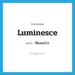 luminesce แปลว่า?, คำศัพท์ภาษาอังกฤษ luminesce แปลว่า ให้แสงสว่าง ประเภท VI หมวด VI