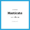 masticate แปลว่า?, คำศัพท์ภาษาอังกฤษ masticate แปลว่า เคี้ยว, บด ประเภท VT หมวด VT