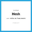 mesh แปลว่า?, คำศัพท์ภาษาอังกฤษ mesh แปลว่า ตาข่าย, แห, ร่างแห, ตะแกรง ประเภท N หมวด N