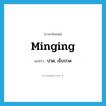 minging แปลว่า?, คำศัพท์ภาษาอังกฤษ minging แปลว่า ปวด, เจ็บปวด ประเภท SL หมวด SL