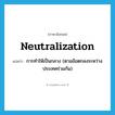 neutralization แปลว่า?, คำศัพท์ภาษาอังกฤษ neutralization แปลว่า การทำให้เป็นกลาง (ตามข้อตกลงระหว่างประเทศร่วมกัน) ประเภท N หมวด N