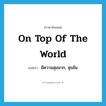 on top of the world แปลว่า?, คำศัพท์ภาษาอังกฤษ on top of the world แปลว่า มีความสุขมาก, สุขล้น ประเภท IDM หมวด IDM