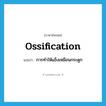 ossification แปลว่า?, คำศัพท์ภาษาอังกฤษ ossification แปลว่า การทำให้แข็งเหมือนกระดูก ประเภท N หมวด N