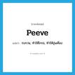 peeve แปลว่า?, คำศัพท์ภาษาอังกฤษ peeve แปลว่า รบกวน, ทำให้โกรธ, ทำให้ขุ่นเคือง ประเภท ADJ หมวด ADJ