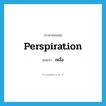 perspiration แปลว่า?, คำศัพท์ภาษาอังกฤษ perspiration แปลว่า เหงื่อ ประเภท N หมวด N