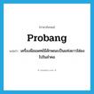 probang แปลว่า?, คำศัพท์ภาษาอังกฤษ probang แปลว่า เครื่องมือแพทย์มีลักษณะเป็นแท่งยาวใส่ลงไปในลำคอ ประเภท N หมวด N