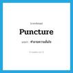 puncture แปลว่า?, คำศัพท์ภาษาอังกฤษ puncture แปลว่า ทำลายความมั่นใจ ประเภท VT หมวด VT