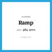 ramp แปลว่า?, คำศัพท์ภาษาอังกฤษ ramp แปลว่า ขู่เข็ญ, คุกคาม ประเภท VT หมวด VT