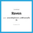 raven แปลว่า?, คำศัพท์ภาษาอังกฤษ raven แปลว่า นกขนาดใหญ่จำพวกกา, นกสีดำและขนเป็นมัน ประเภท N หมวด N