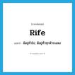 rife แปลว่า?, คำศัพท์ภาษาอังกฤษ rife แปลว่า มีอยู่ทั่วไป, มีอยู่ทั่วทุกหัวระแหง ประเภท ADJ หมวด ADJ