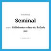 seminal แปลว่า?, คำศัพท์ภาษาอังกฤษ seminal แปลว่า ซึ่งมีอิทธิพลต่อการพัฒนาต่อ, ซึ่งเป็นต้นแบบ ประเภท ADJ หมวด ADJ