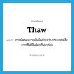 thaw แปลว่า?, คำศัพท์ภาษาอังกฤษ thaw แปลว่า การพัฒนาความสัมพันธ์ระหว่างประเทศหลังจากที่ไม่เป็นมิตรกันมาก่อน ประเภท N หมวด N