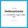 underestimate แปลว่า?, คำศัพท์ภาษาอังกฤษ underestimate แปลว่า การประเมินค่าต่ำไป, การดูถูก, การเหยียดหยาม ประเภท N หมวด N