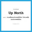 up North แปลว่า?, คำศัพท์ภาษาอังกฤษ up North แปลว่า ทางเหนือของประเทศหรือโลก, ไปทางเหนือของประเทศหรือโลก ประเภท IDM หมวด IDM