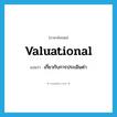 valuational แปลว่า?, คำศัพท์ภาษาอังกฤษ valuational แปลว่า เกี่ยวกับการประเมินค่า ประเภท ADJ หมวด ADJ