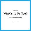 What&#39;s it to you? แปลว่า?, คำศัพท์ภาษาอังกฤษ What&#39;s it to you? แปลว่า มันเกี่ยวอะไรกับคุณ ประเภท SL หมวด SL